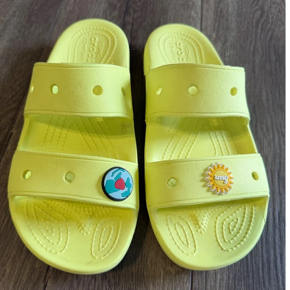 Crocs Classic Sandal 2.0 Neon Yellow Double Strap Slide Womens 9 Mens‎ 7